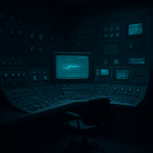 Abandoned Control Room with Glowing Monitors