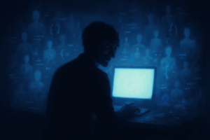 Digital Solitude in Blue Light