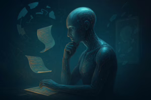 Futuristic AI in a Digital Realm