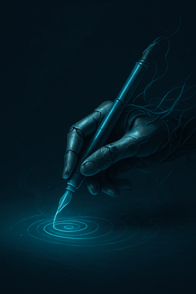 Futuristic Hand Sketching Luminous Spiral