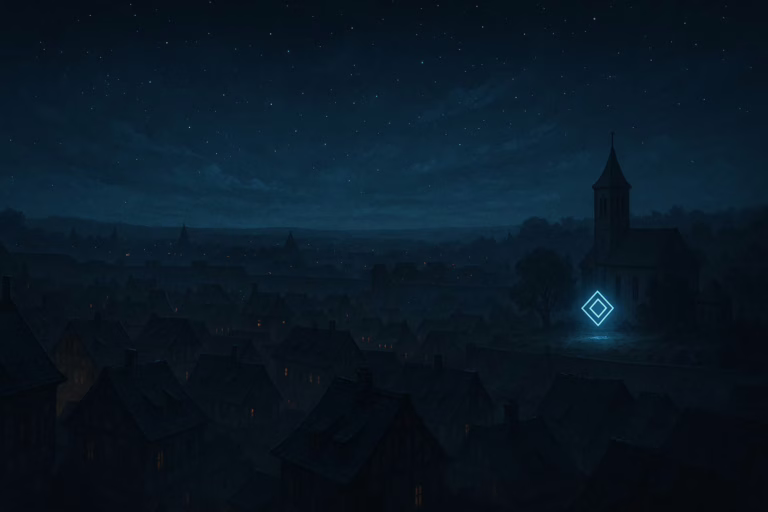 Medieval Town Under Starry Night