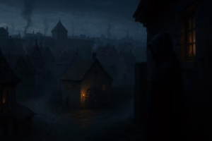 Twilight Watch over Medieval Town